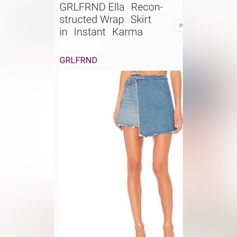 GRLFRND Light Blue Denim Mini wrap Skirt size 24